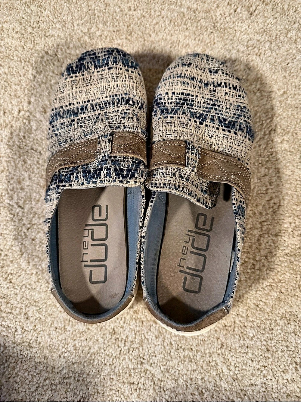 Hey Dude Nora Blue Waves Woven Shoes Blue & Brown US 7